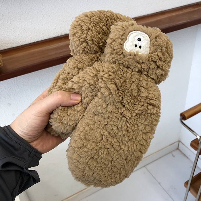 Peluche mignon petit ours chaud pour femmes, Protection contre le froid en plein air, Double couche, gants épais, hiver_voghion.com