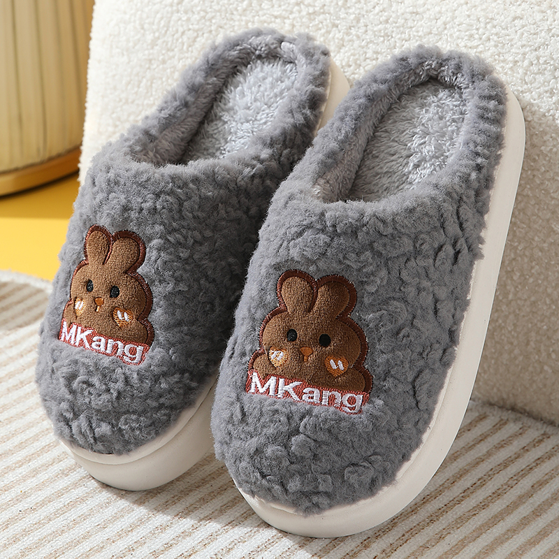 新款棉拖鞋秋冬天保暖居家用防滑软底加厚情侣毛毛绒面简约棉托鞋