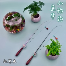 удочка 江寒鱼网红小物钓带轮鱼竿套装迷你溪流儿童微物短节超软鰟鮍虾杆