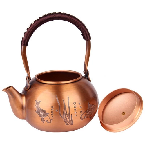 Медный чай, заварочный чайник ручной работы, комплект для домашнего использования, увеличенная толщина