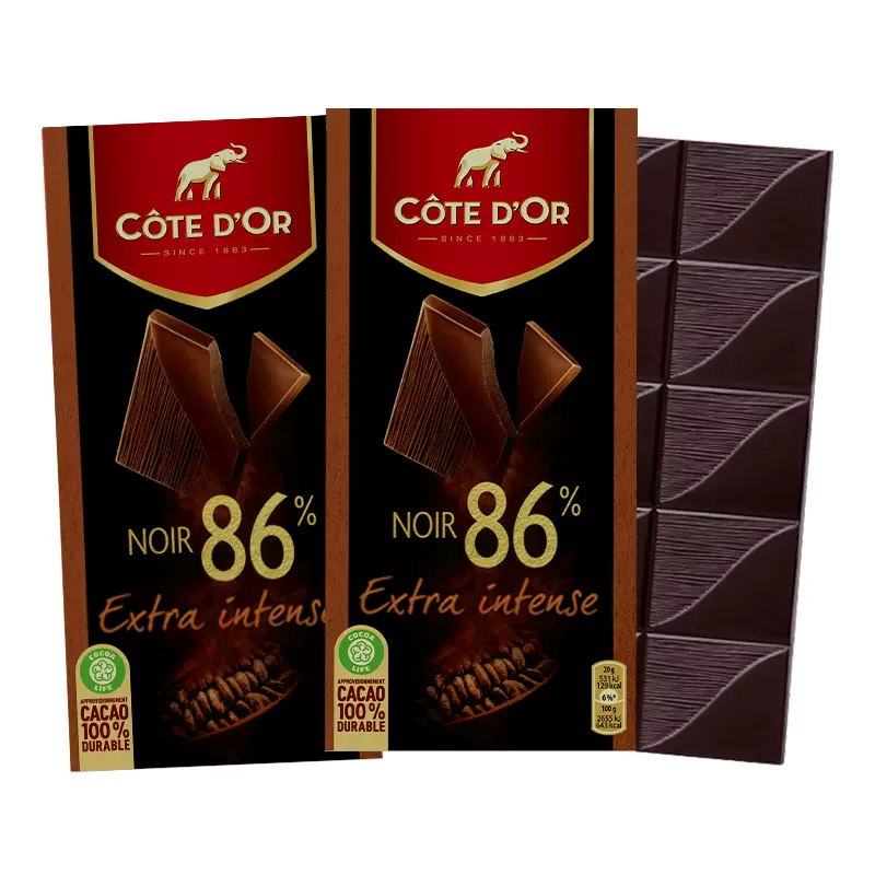 比利时进口，克特多金象 86%黑巧克力 100g*2块