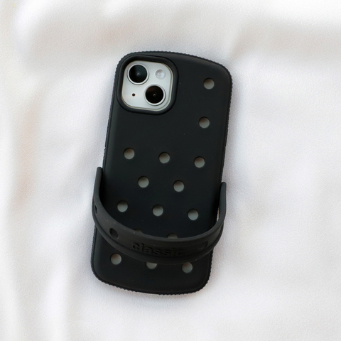 3D Cartoon Silicone Kickstand : Funny Hole Shoe Plus/Pro/Max – 16, 15, 14, 13, 12 iPhone Case