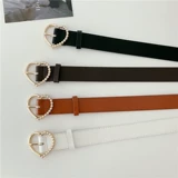 Милый ремень из жемчуга, штаны для школьников и студентов, универсальные брендовые джинсы, в корейском стиле