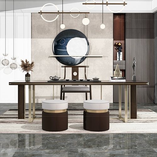 Новый китайский стиль, легкий роскошный чайный столик и стулья, стол для босса, чайный столик, современный чайный столик, простой модный чайный столик из цельного дерева в стиле кунг-фу дзен