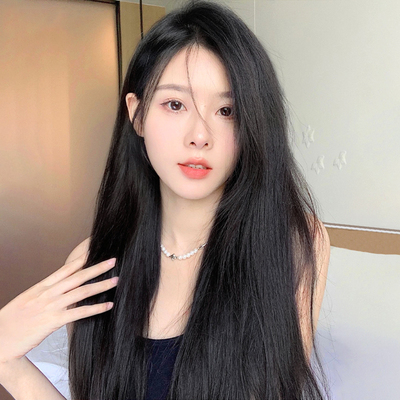 taobao agent Wig, invisible bangs with hair parting, helmet, straight hair, internet celebrity