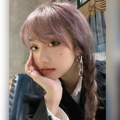 taobao agent Pink-purple purple wig, bangs, straight hair, internet celebrity, Lolita style