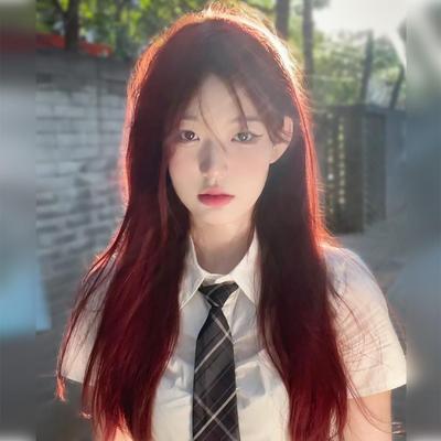taobao agent Burgundy hair mesh, helmet, Lolita style, mid-length, internet celebrity