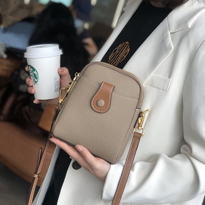 taobao agent Fashionable shoulder bag, small bag, phone bag, genuine leather