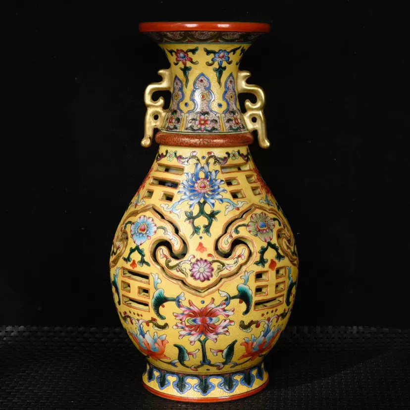 清乾隆珐琅彩松鼠葡萄纹胆瓶古董瓷器老物件收藏-Taobao