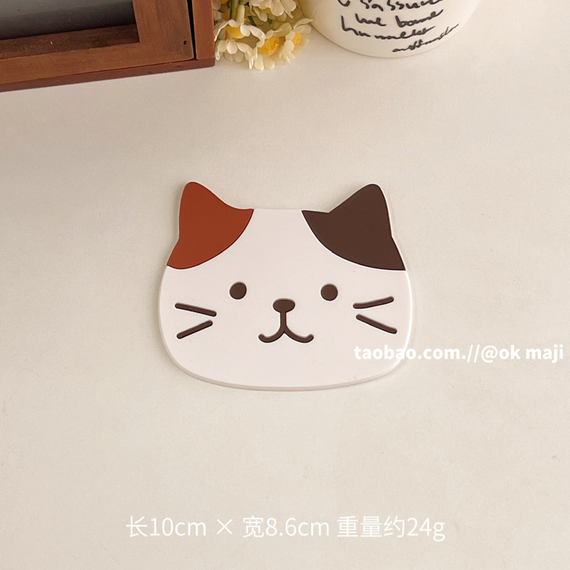 ランチョンマット 猫顔シリコン製コースター5種セット 【シリコンカップマット】