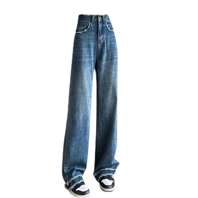 taobao agent Retro demi-season warm jeans, pants, sexy leggings, American style, high waist, loose straight fit