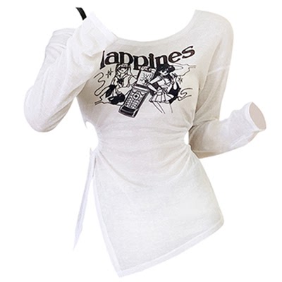 taobao agent Retro summer T-shirt, fitted autumn top, American style, trend of season, long sleeve