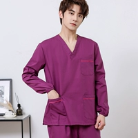 Сиреневый лонгслив, нарукавники, комплект, поликоттон