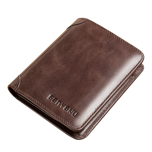 Бумажник, короткий картхолдер для водительских прав, кошелек, из натуральной кожи