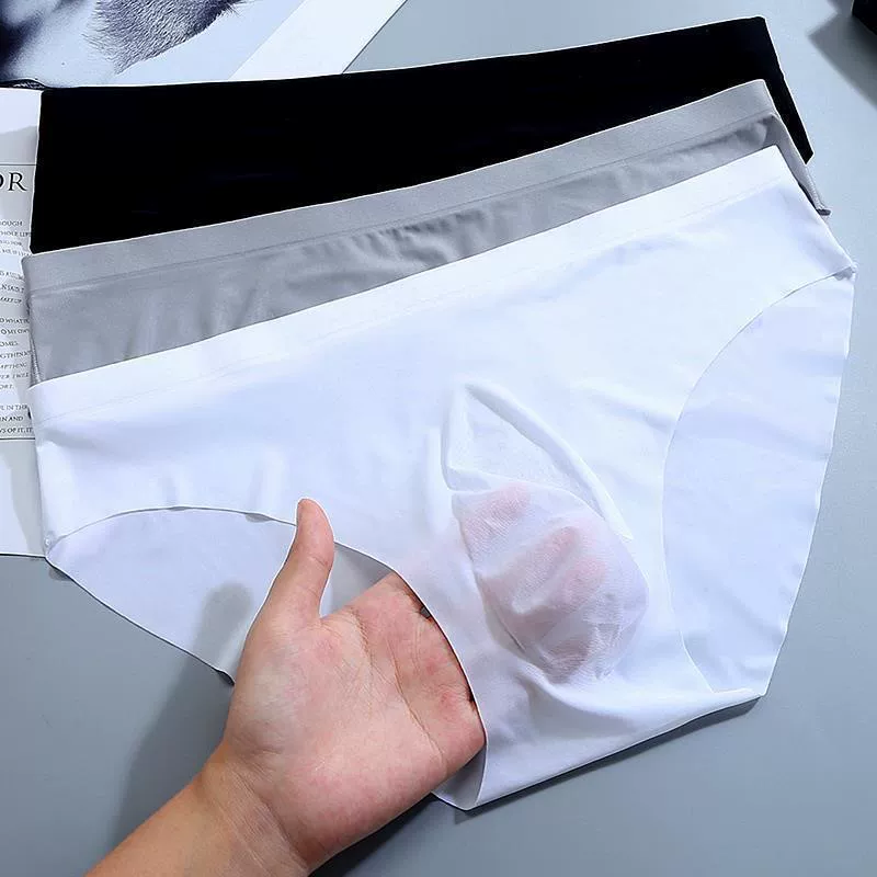 ultrathin silk underwear, men's sexy breathable pants, 3D