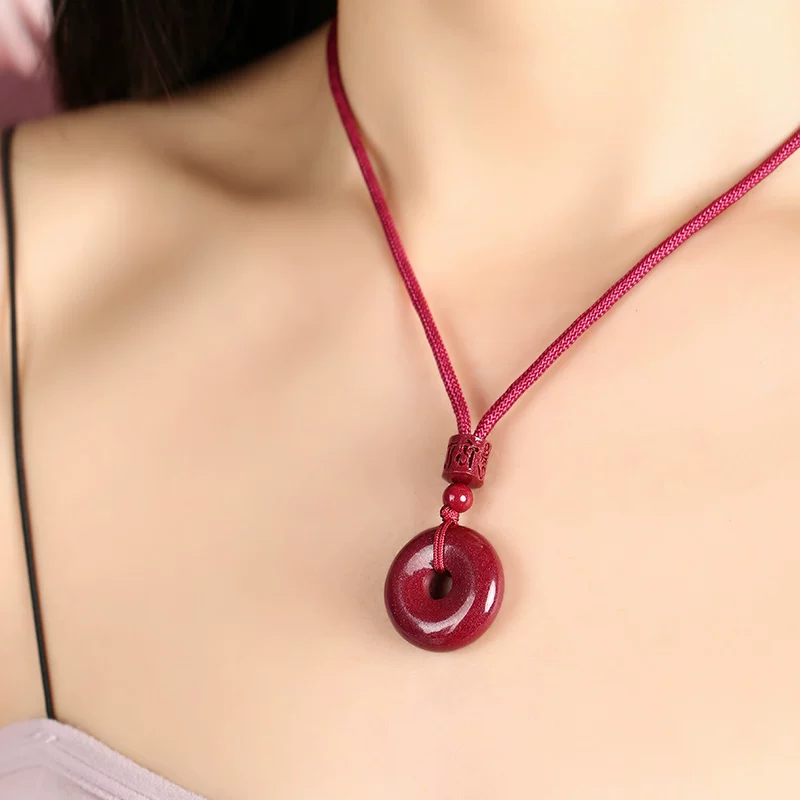 紫金砂 朱砂平安扣吊坠 挂绳挂饰 男女老小 项链挂件【含师傅祈福，发货周期7-20天】