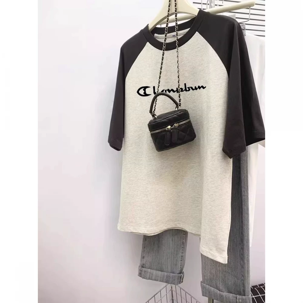 Rainbow cotton summer short sleeve T-shirt, loose fit, American style