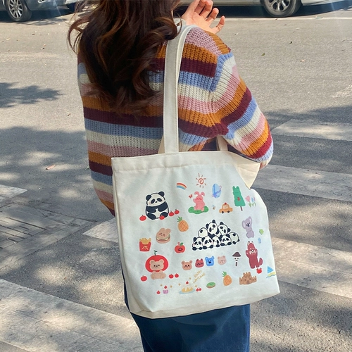 Оригинальный шоппер, милый тканевый мешок, подходит для студента, ручная роспись