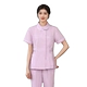 Светло -пурпурный лотос плюс белый тонкий край листовой воротник с коротким рукавом