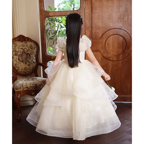 Платье девочки цветочницы, элитный наряд маленькой принцессы, костюм, подарок на день рождения, открытые плечи