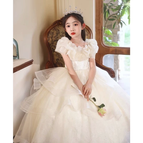 Платье девочки цветочницы, элитный наряд маленькой принцессы, костюм, подарок на день рождения, открытые плечи
