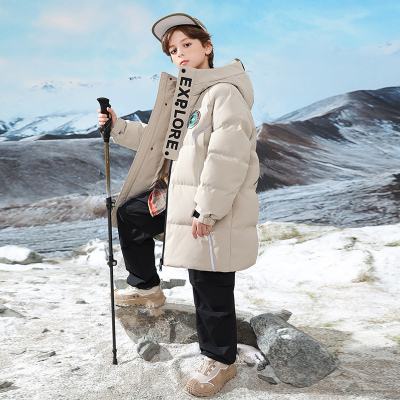 康博男童羽绒服长款过漆中大童儿童新款加厚保暖户外外套