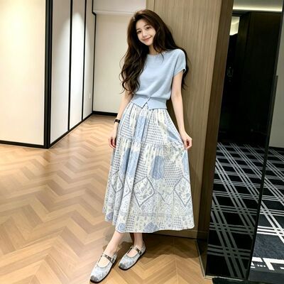 M6J2026夏季法式绝美连衣裙女气质收腰长裙茶歇裙