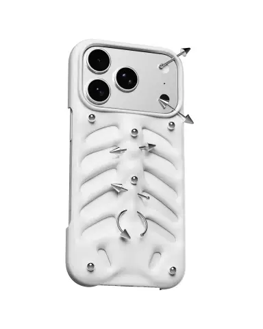 Rib Cage Bone Silver Piercing 3D Hard Phone Case for iPhone 17, 16, 15, 14 and 13