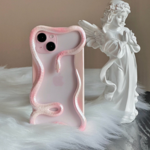 Pink Pearlescent Snake 3D Metal Accent iPhone Case