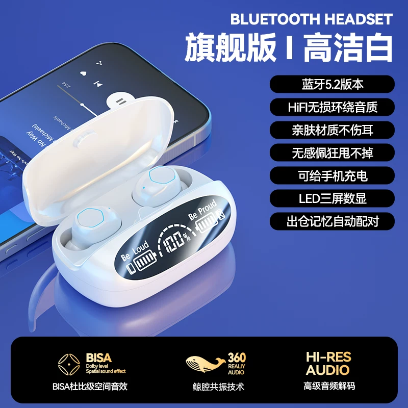Беспроводные наушники true wireless Bluetooth 2026 нового поколения, внутриканальные, высокое качество, длительный срок службы аккумулятора, мощные спортивные шумоподавляющие наушники