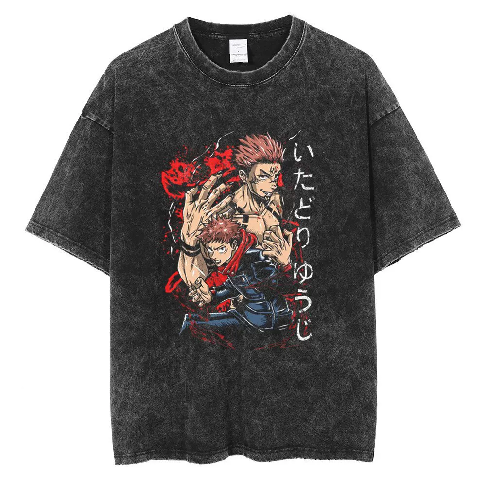 Аниме Jujutsu Kaisen футболка винтажная стиренная футболка Gojo