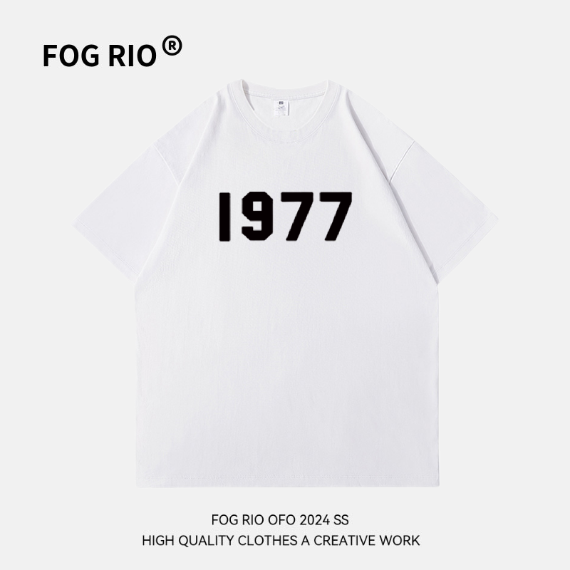 FOG RIO重磅原创设计新款2024潮牌纯棉重磅情侣短袖T恤男女纯棉X