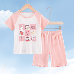顶瓜瓜儿童纯棉夏季新款家居服套装