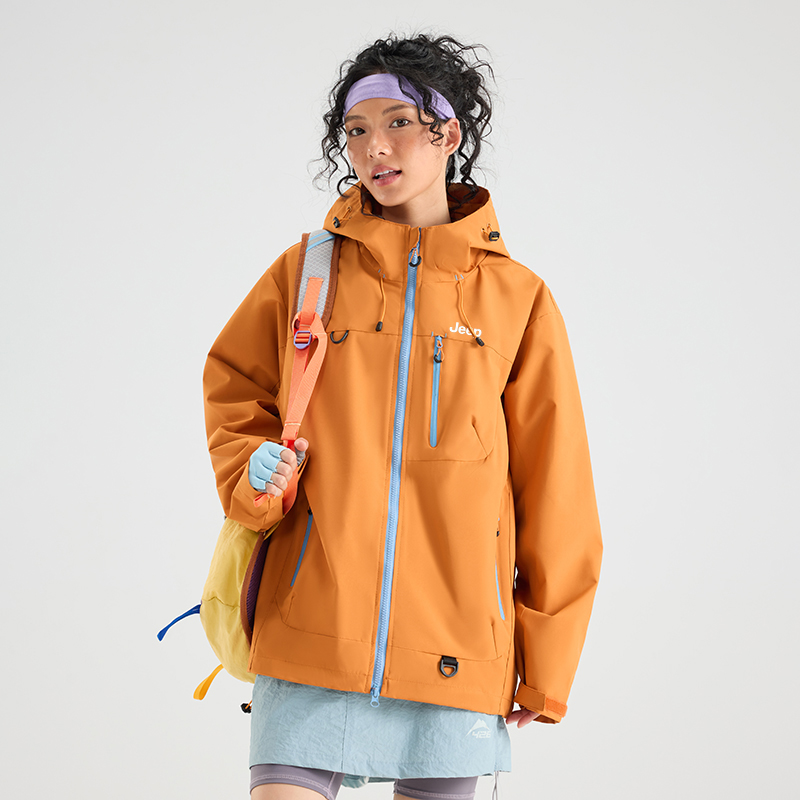 JEEP吉普冲锋衣户外登山防风防水2025新款休闲棉服多巴胺轻薄徒步