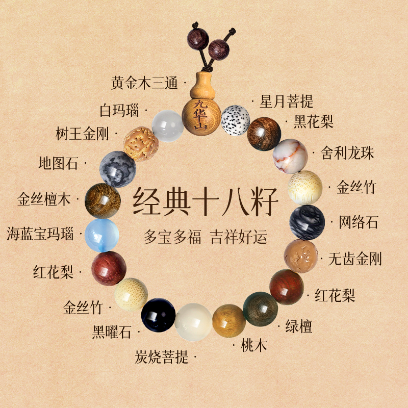 九华山十八籽手串菩提手串官方旗舰店正品18籽手串18子手串本命年