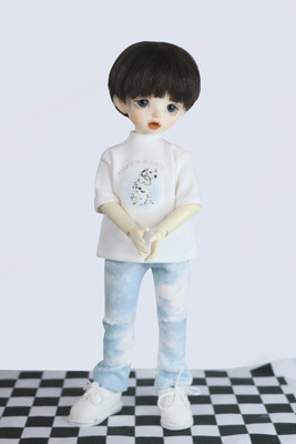 taobao agent Mifenbaby original BJD4 spoil patches puppy printed short -sleeved MSD daily trend yosd6 doll clothing
