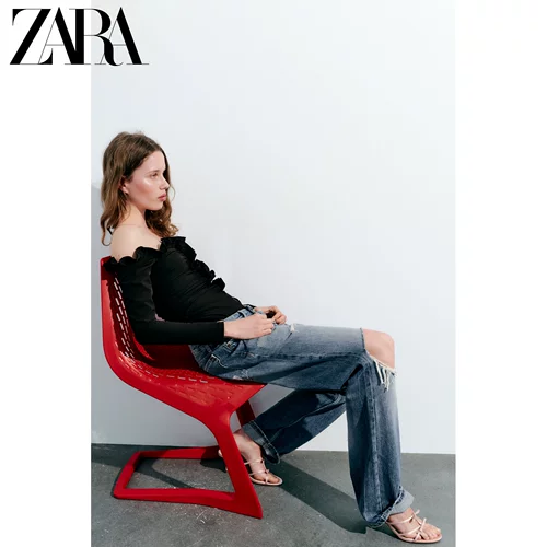 ZARA Специальное предложение выбрано TRF женского шелкового атласного лука текстуры, высокие сандалии 3354310 050