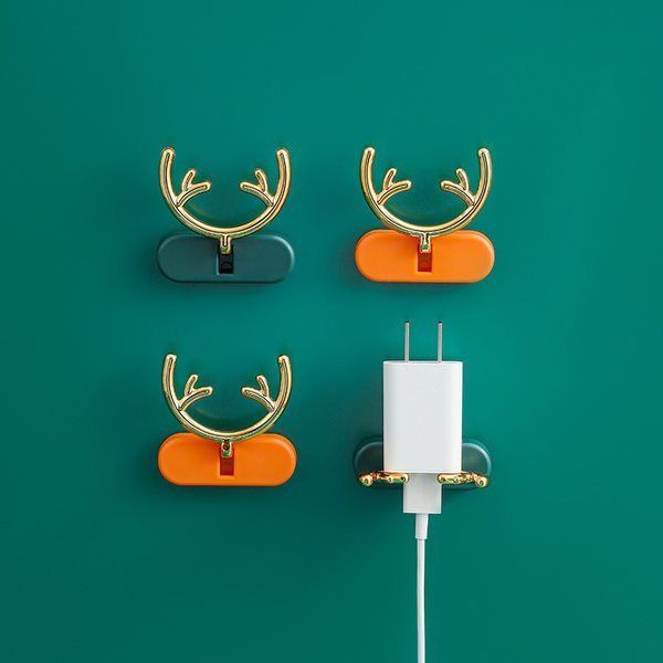 2 штук штекер липучки стена верх стеллажи стена лапша личность олень стена ключ полка оленьи рога домой подключить