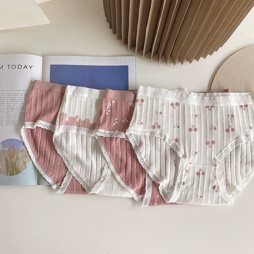 Нижнее белье, дышащие комфортные штаны, трусы для школьников, с медвежатами, средняя посадка