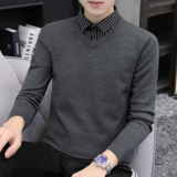 Демисезонный комплект, свитер, трендовая трикотажная шерстяная рубашка, в корейском стиле, облегающий крой