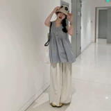 Комплект для беременных, майка топ, штаны, оверсайз, V-образный вырез