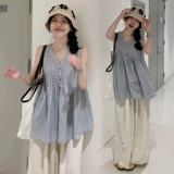 Комплект для беременных, майка топ, штаны, оверсайз, V-образный вырез