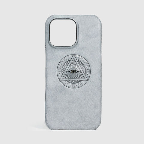 Handmade Leather : Embossed Mountain Peak – – 16, 15, 14, 13, 12 iPhone Case