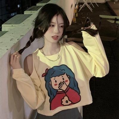 taobao agent Autumn short demi-season T-shirt, cute sweatshirt, jacket, long sleeve, 2022 collection