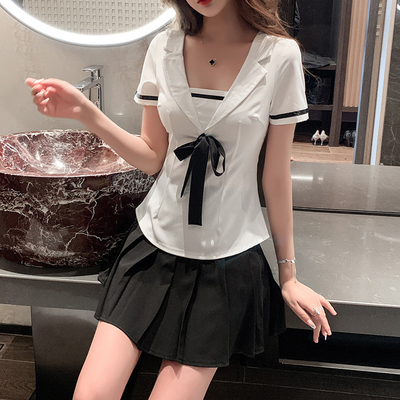 taobao agent Large code 200 catty Sexy anti -string women's big guys set showing pseudo -mother clothing full set of foot therapy technicians work clothes