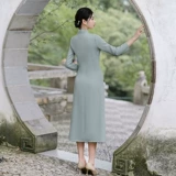 Весеннее ципао, легкий ретро лонгслив, платье, 2024 года, светлый стиль