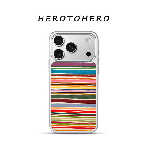 Rainbow Stripes Art Illustration With MagSafe, Two-Tone Design, Textured Brushstroke Finish, Black Frame – Pro/Plus/Max/Air
