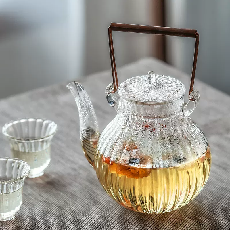 煮茶壶玻璃烧水壶提梁壶家用耐高温茶具高级电陶炉新款专用泡茶壶-Taobao