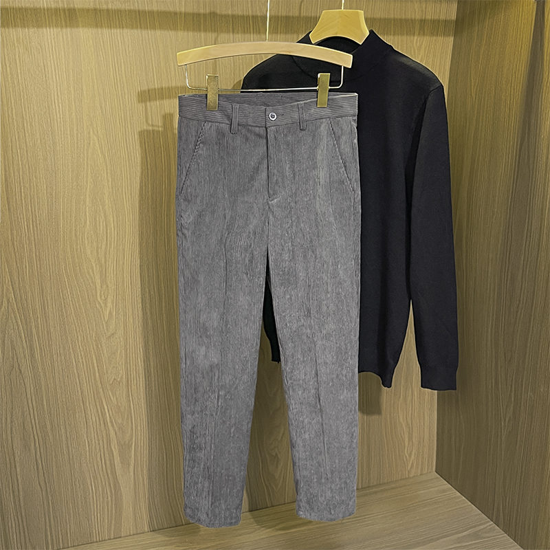 Dark gray corduroy cropped pants