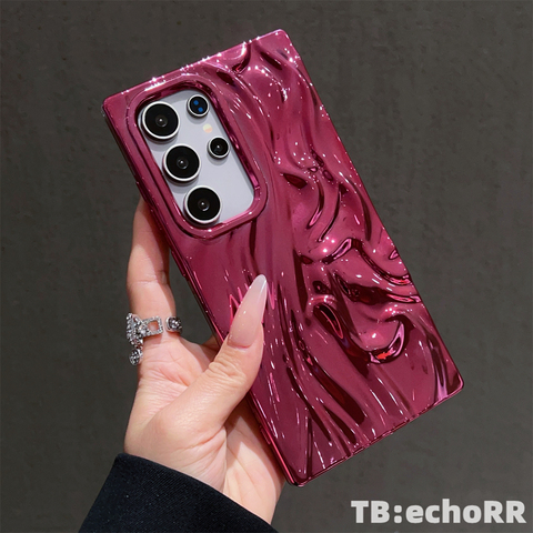 Chic Wavy Electroplated Glossy Magenta Samsung Phone Case